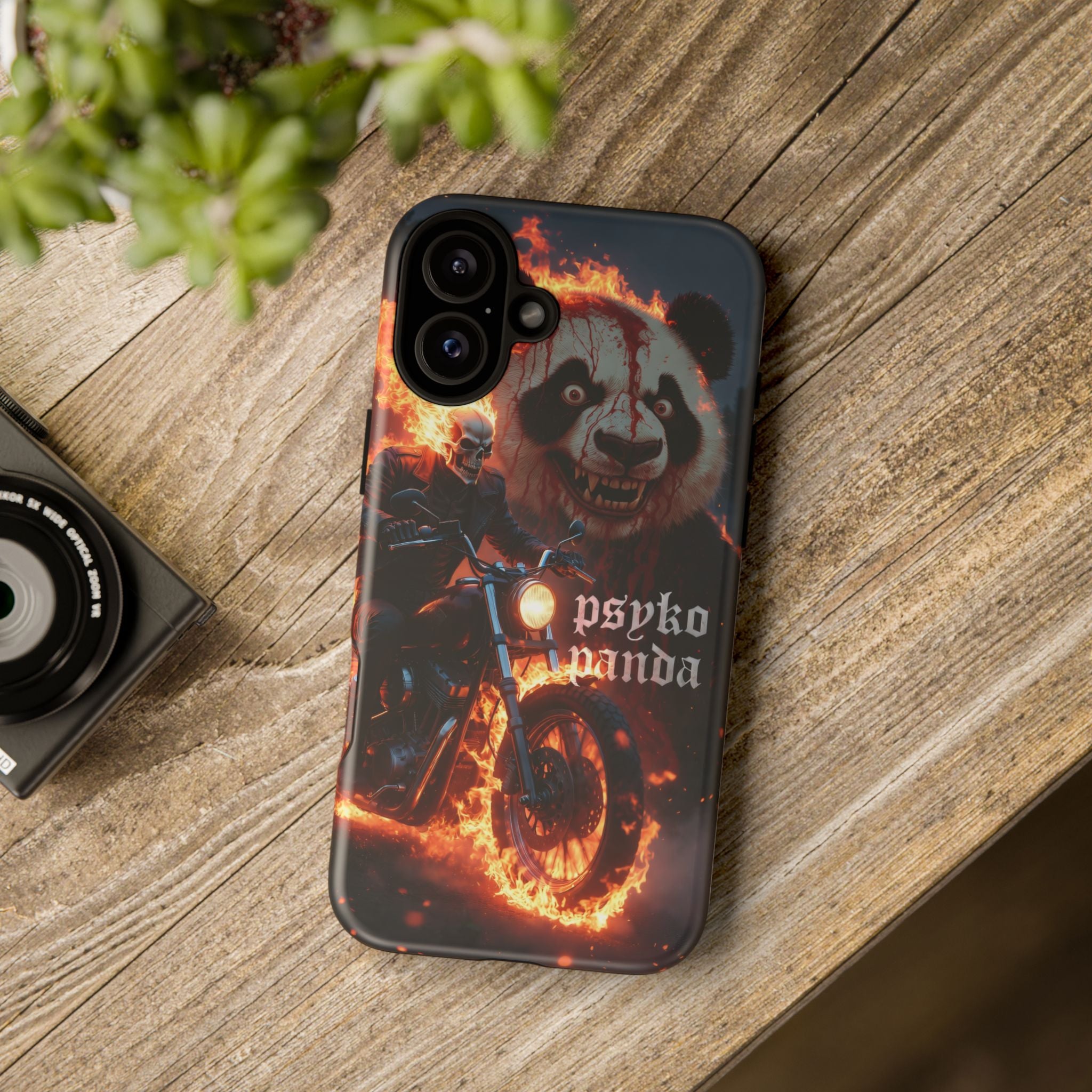 Psyko Panda Flaming Motorcycle Phone Case