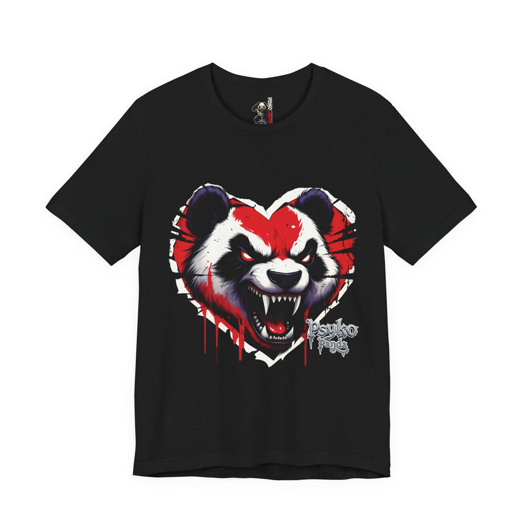 Panda Heart Graphic Tee — Aggressive Red & Black Punk Panda T-Shirt