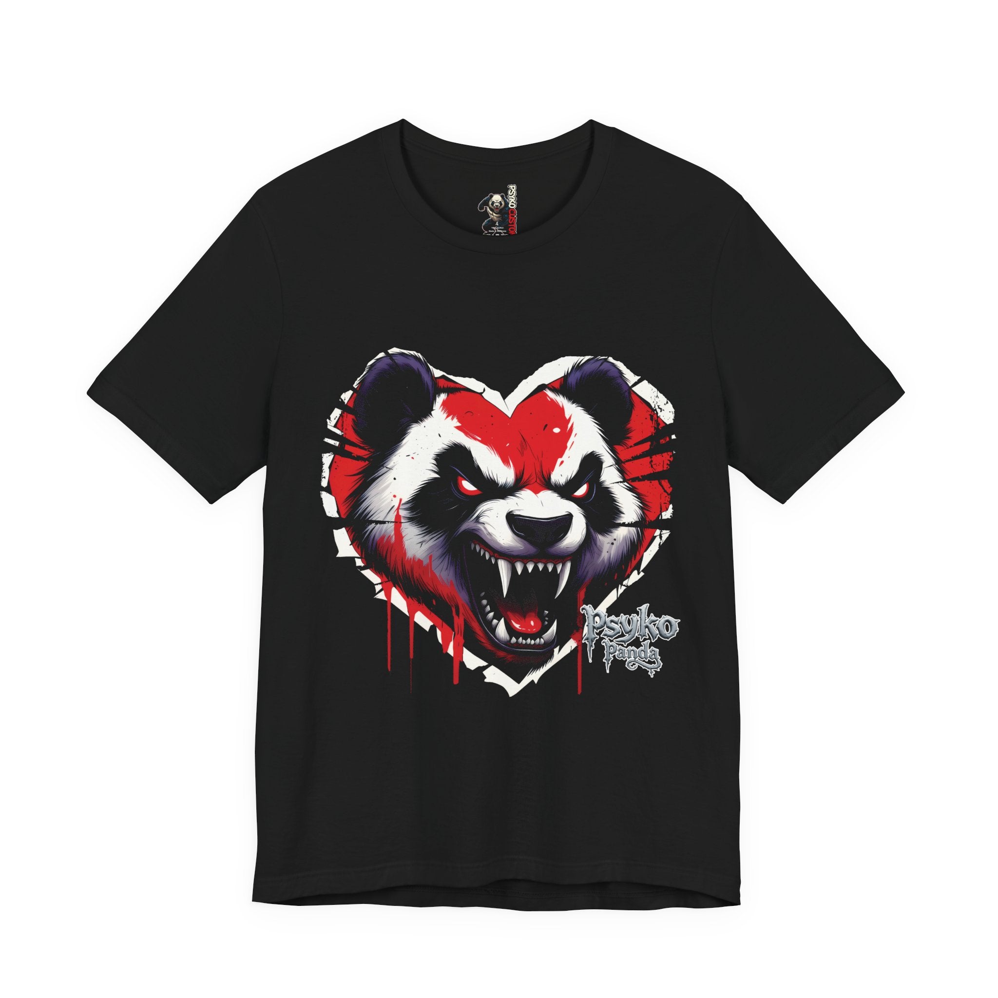 Panda Heart Graphic Tee — Aggressive Red & Black Punk Panda T-Shirt