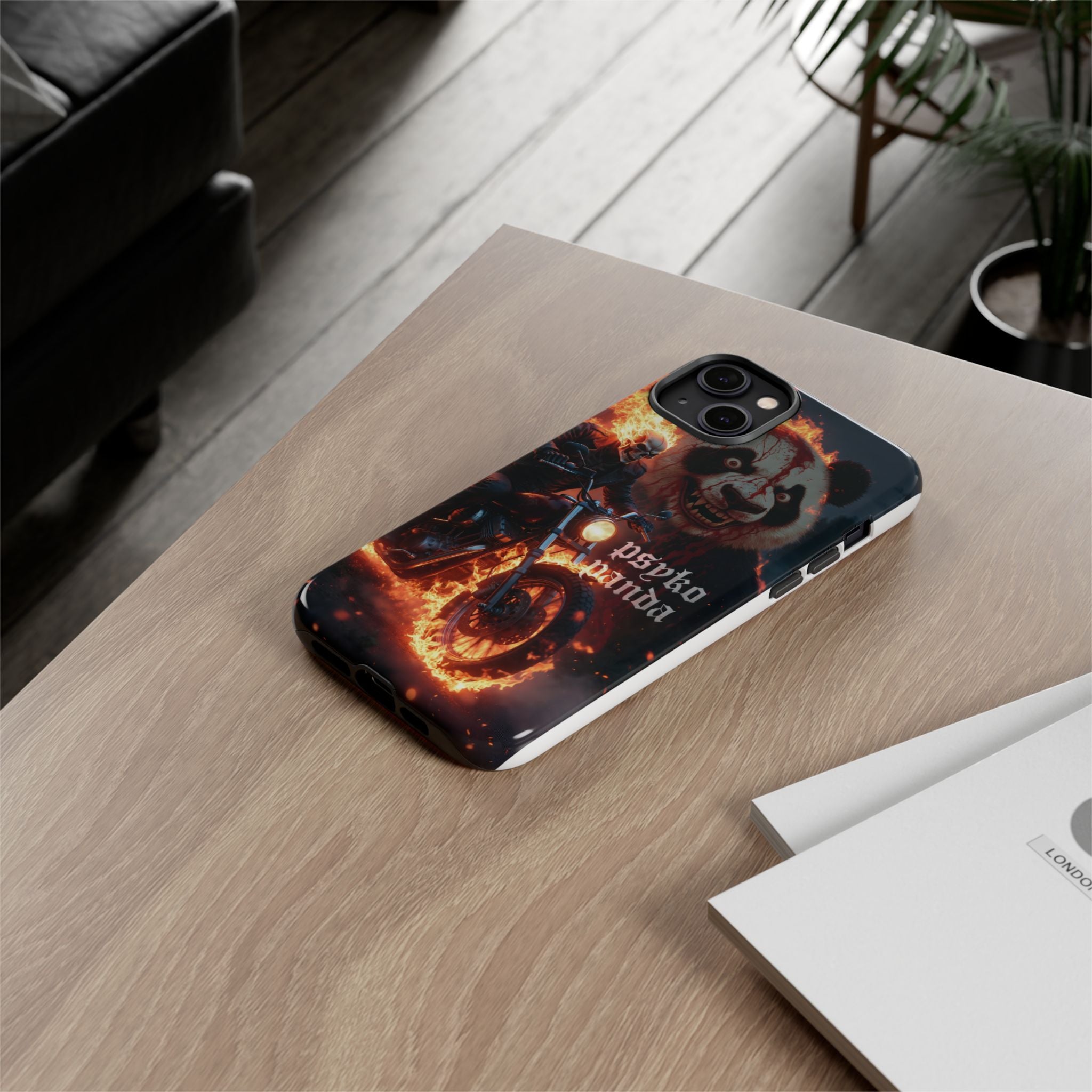 Psyko Panda Flaming Motorcycle Phone Case