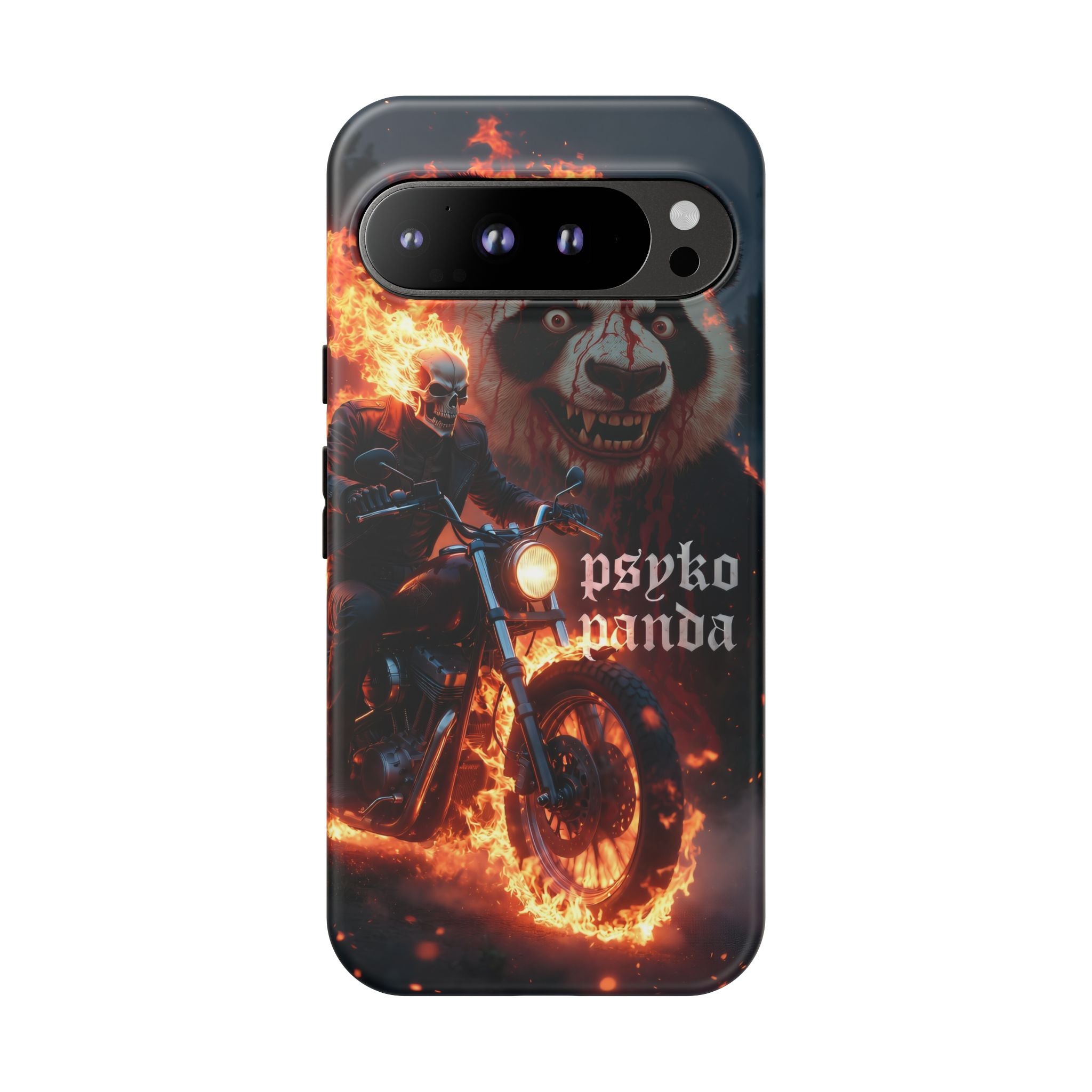 Psyko Panda Flaming Motorcycle Phone Case