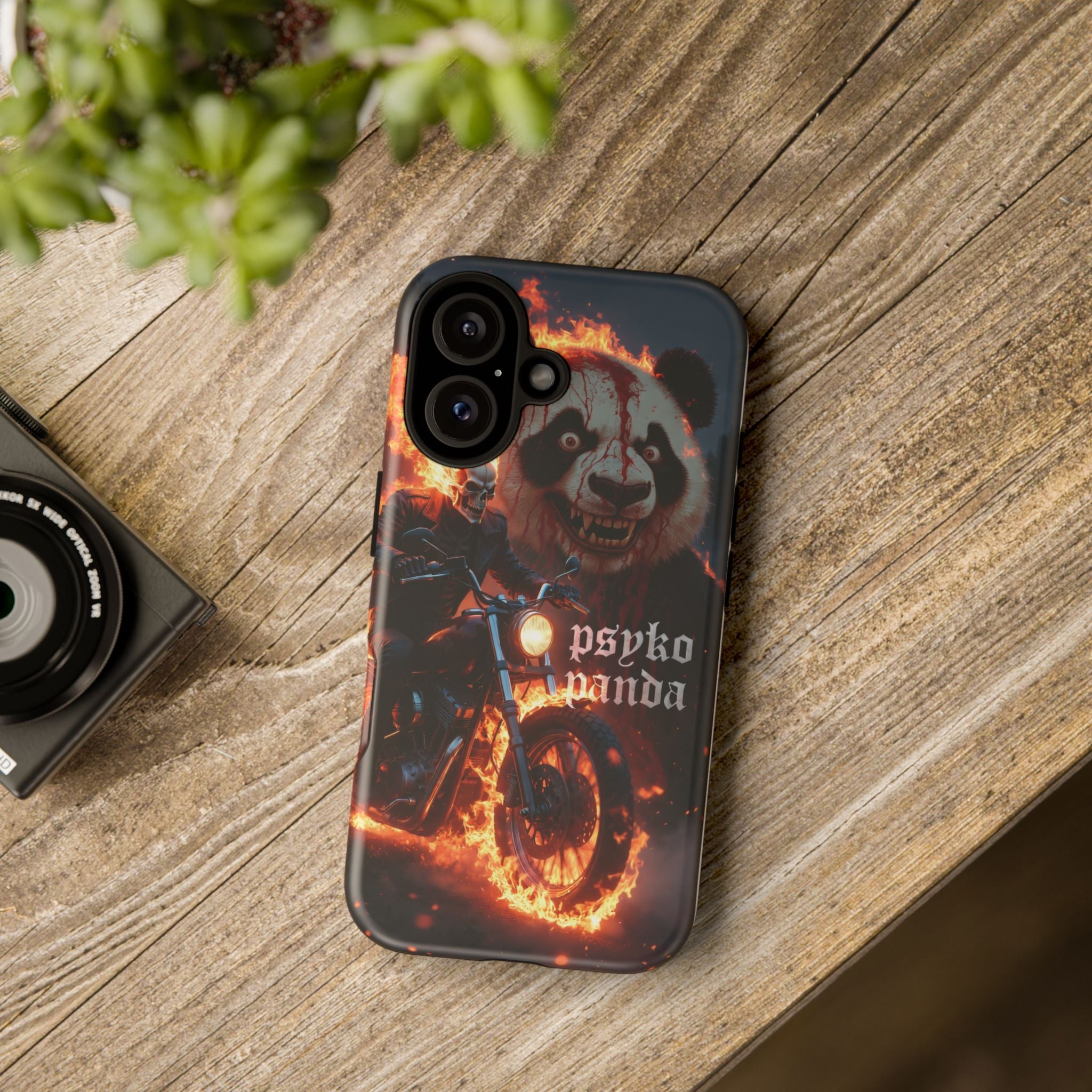 Psyko Panda Flaming Motorcycle Phone Case