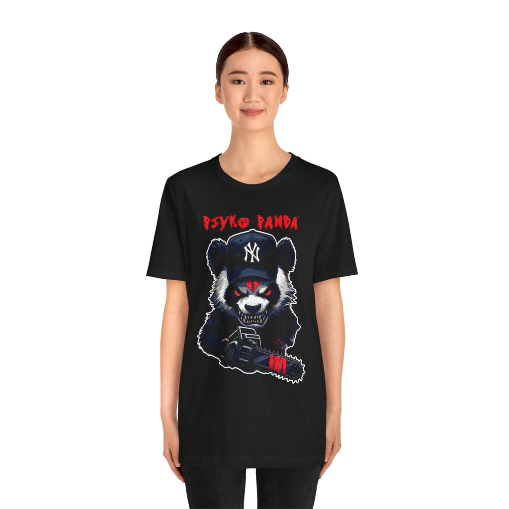 Psyko Panda Tee — Edgy Graphic Panda T-Shirt with Chainsaw