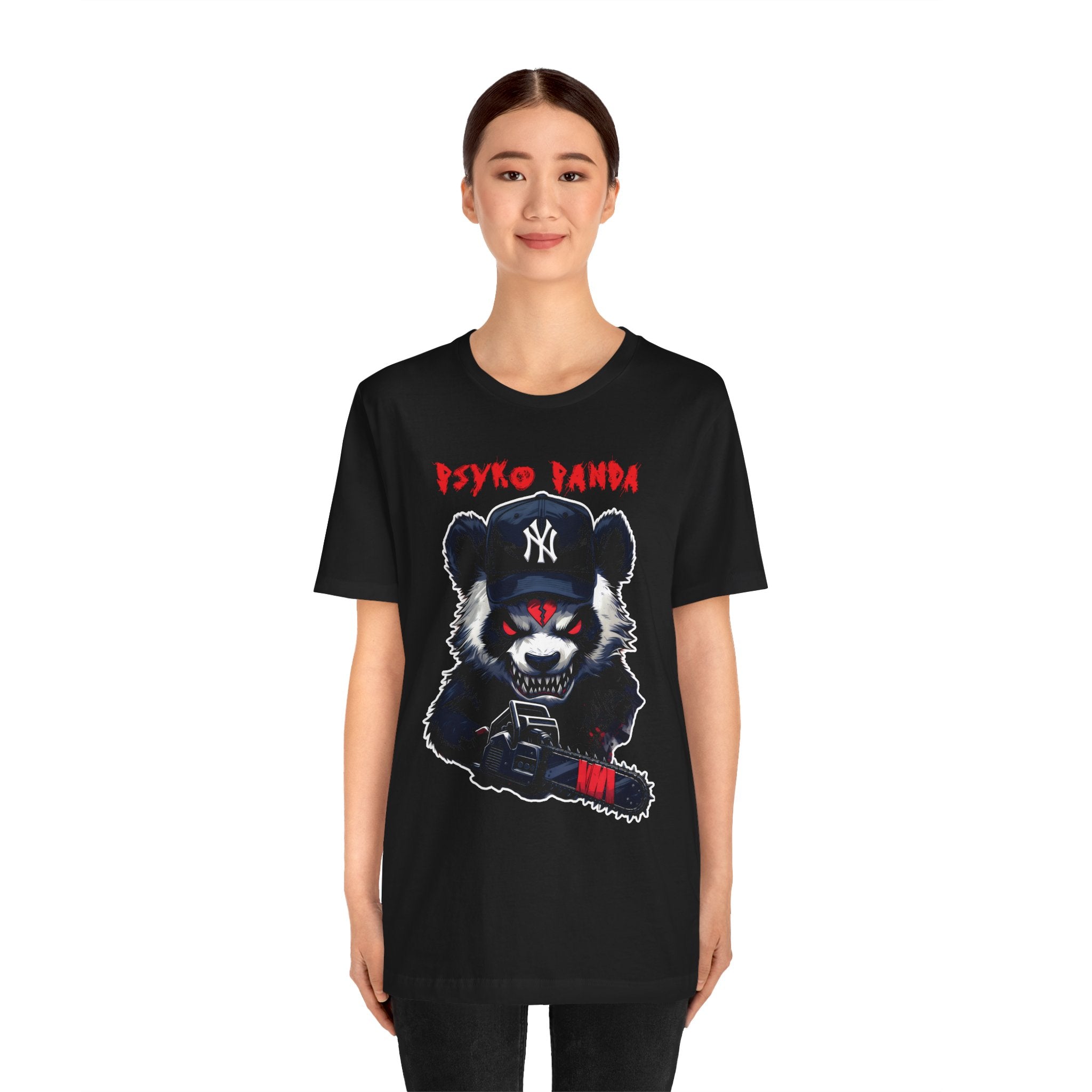 Psyko Panda Tee — Edgy Graphic Panda T-Shirt with Chainsaw