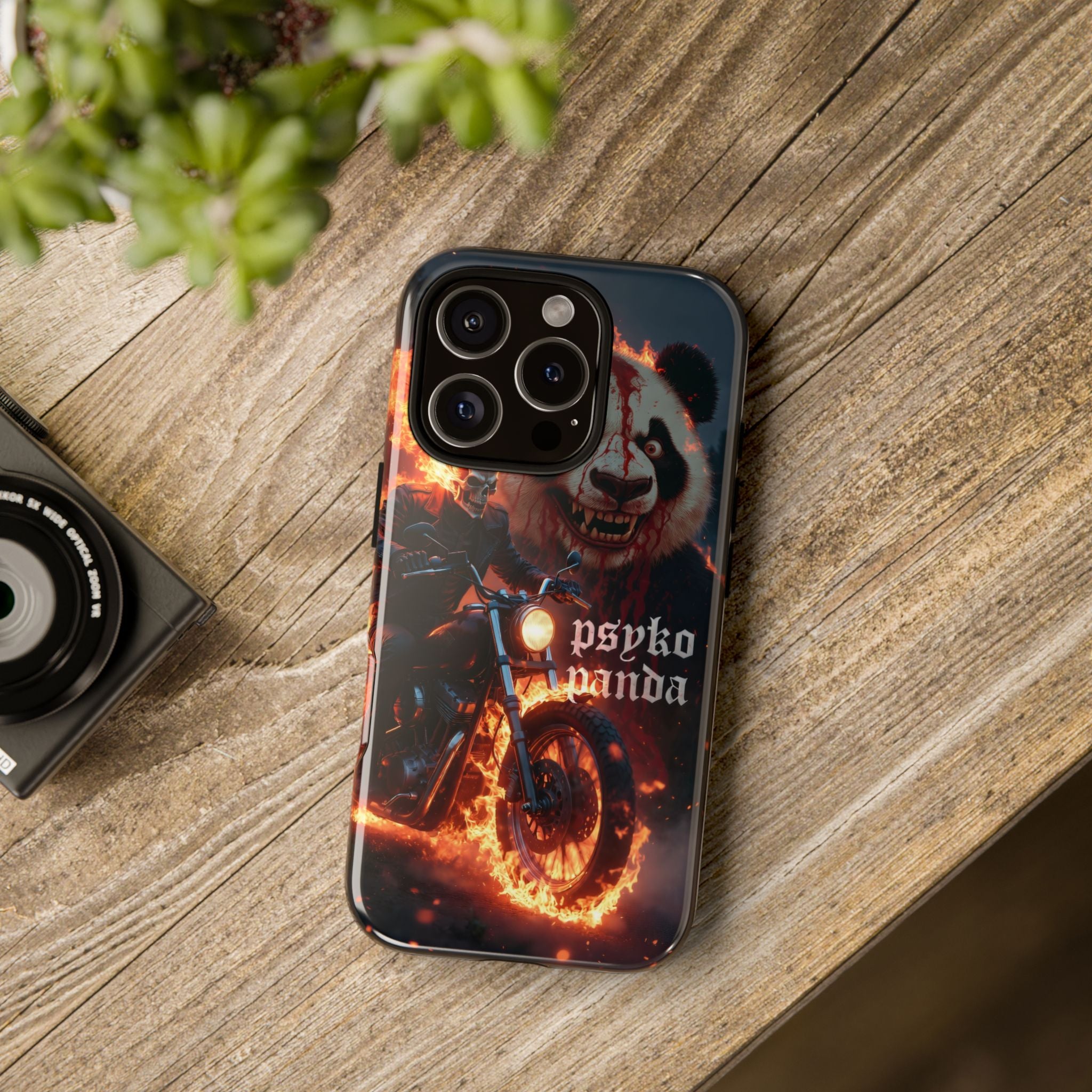 Psyko Panda Flaming Motorcycle Phone Case