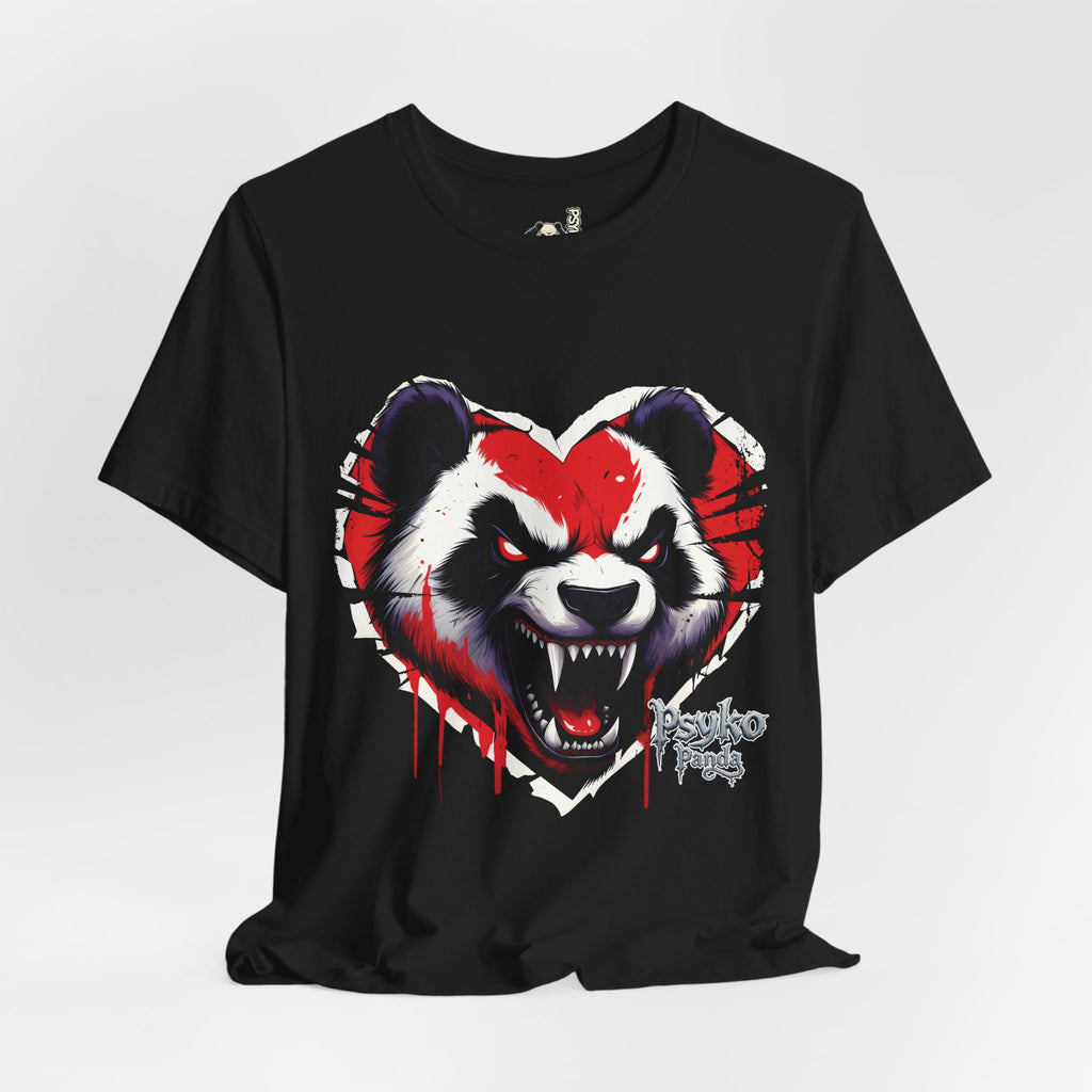 Panda Heart Graphic Tee — Aggressive Red & Black Punk Panda T-Shirt
