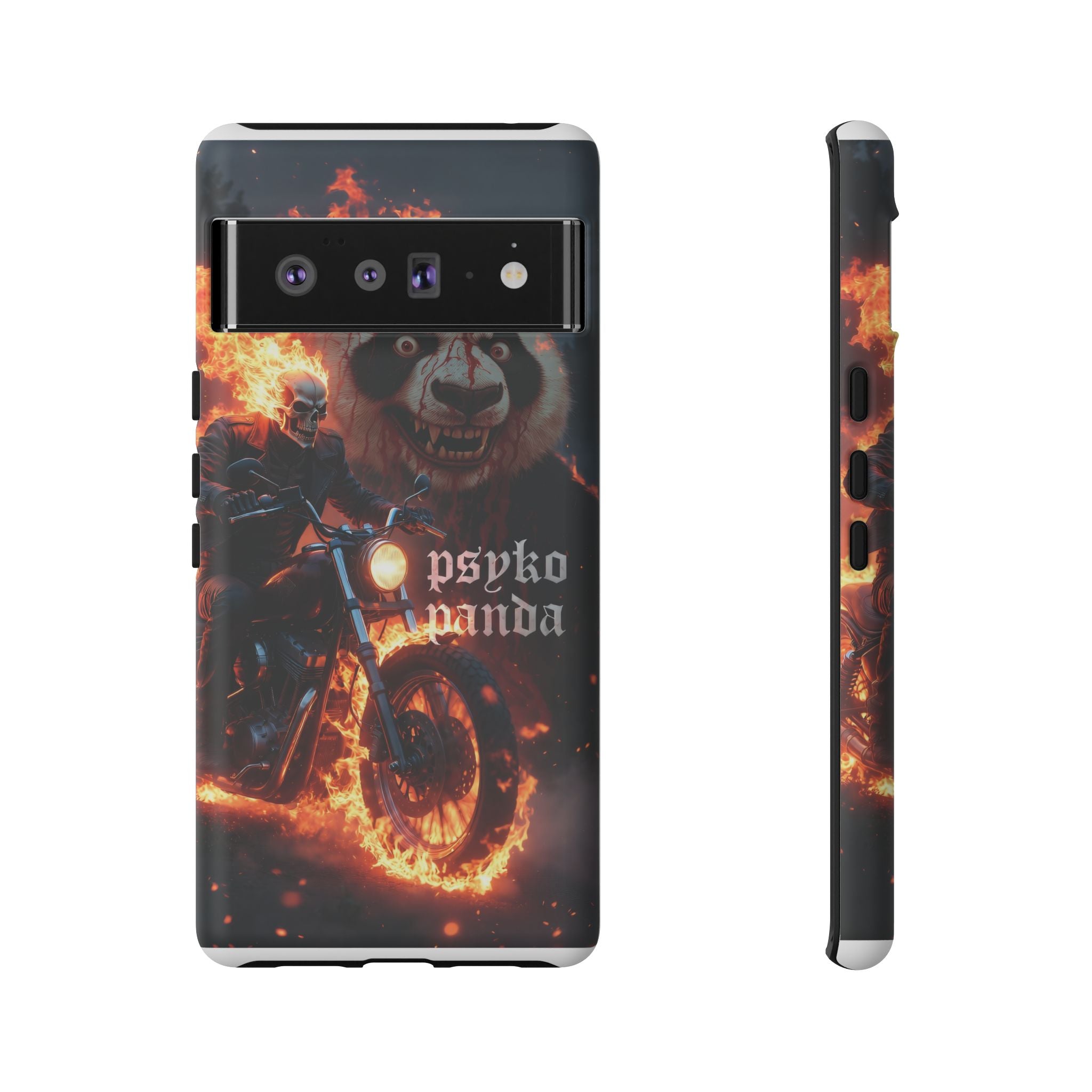 Psyko Panda Flaming Motorcycle Phone Case