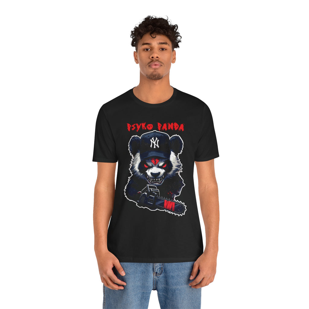 Psyko Panda Tee — Edgy Graphic Panda T-Shirt with Chainsaw