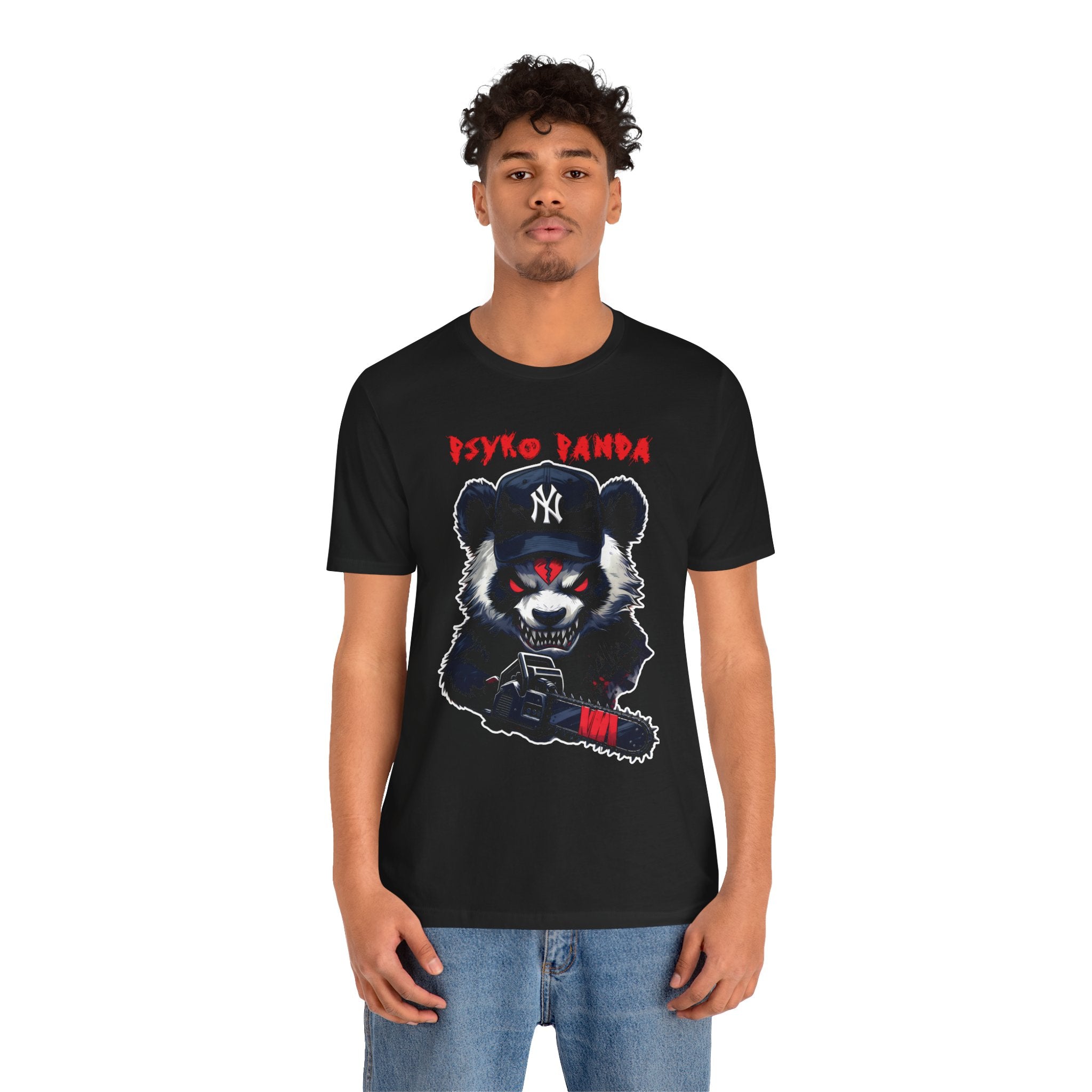 Psyko Panda Tee — Edgy Graphic Panda T-Shirt with Chainsaw