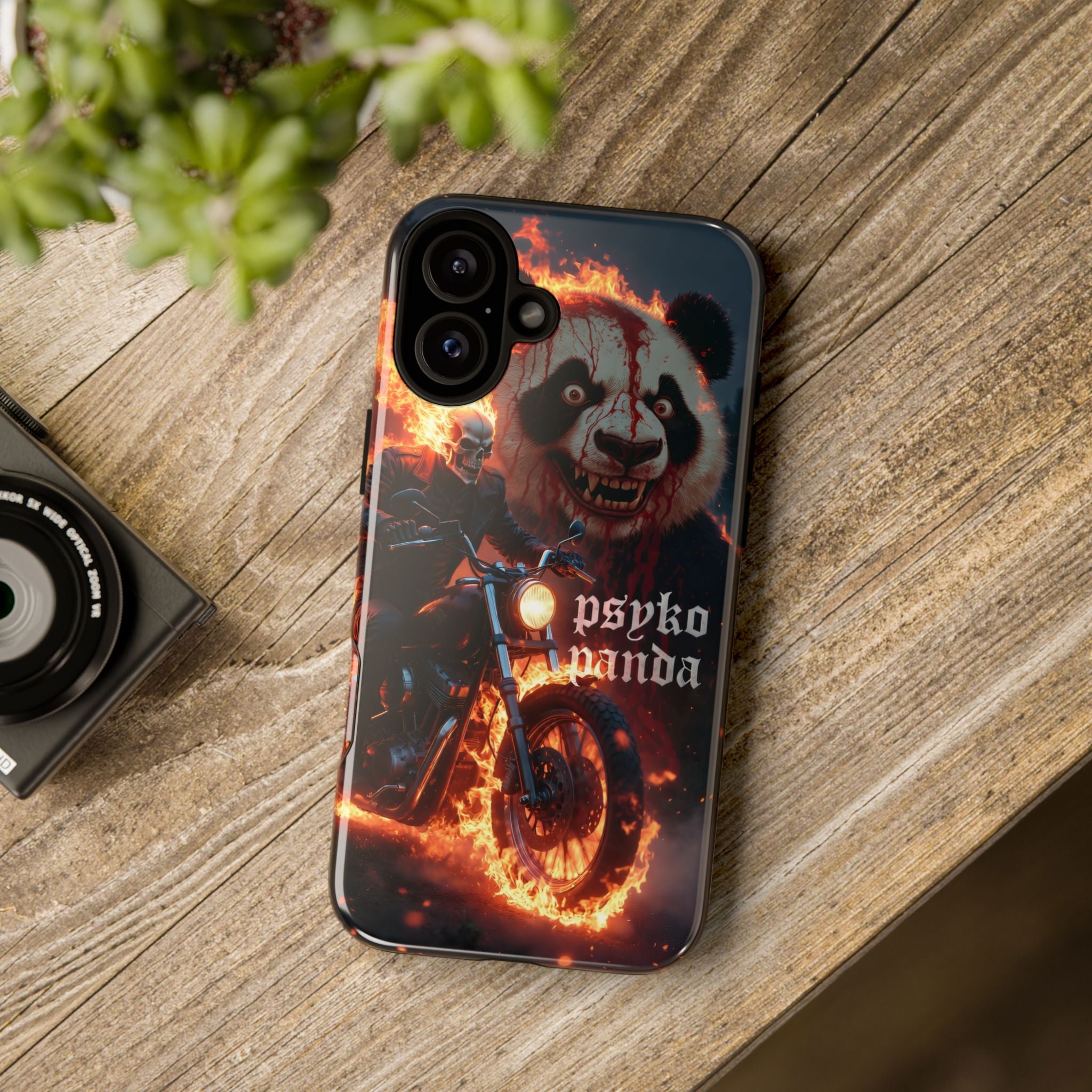 Psyko Panda Flaming Motorcycle Phone Case