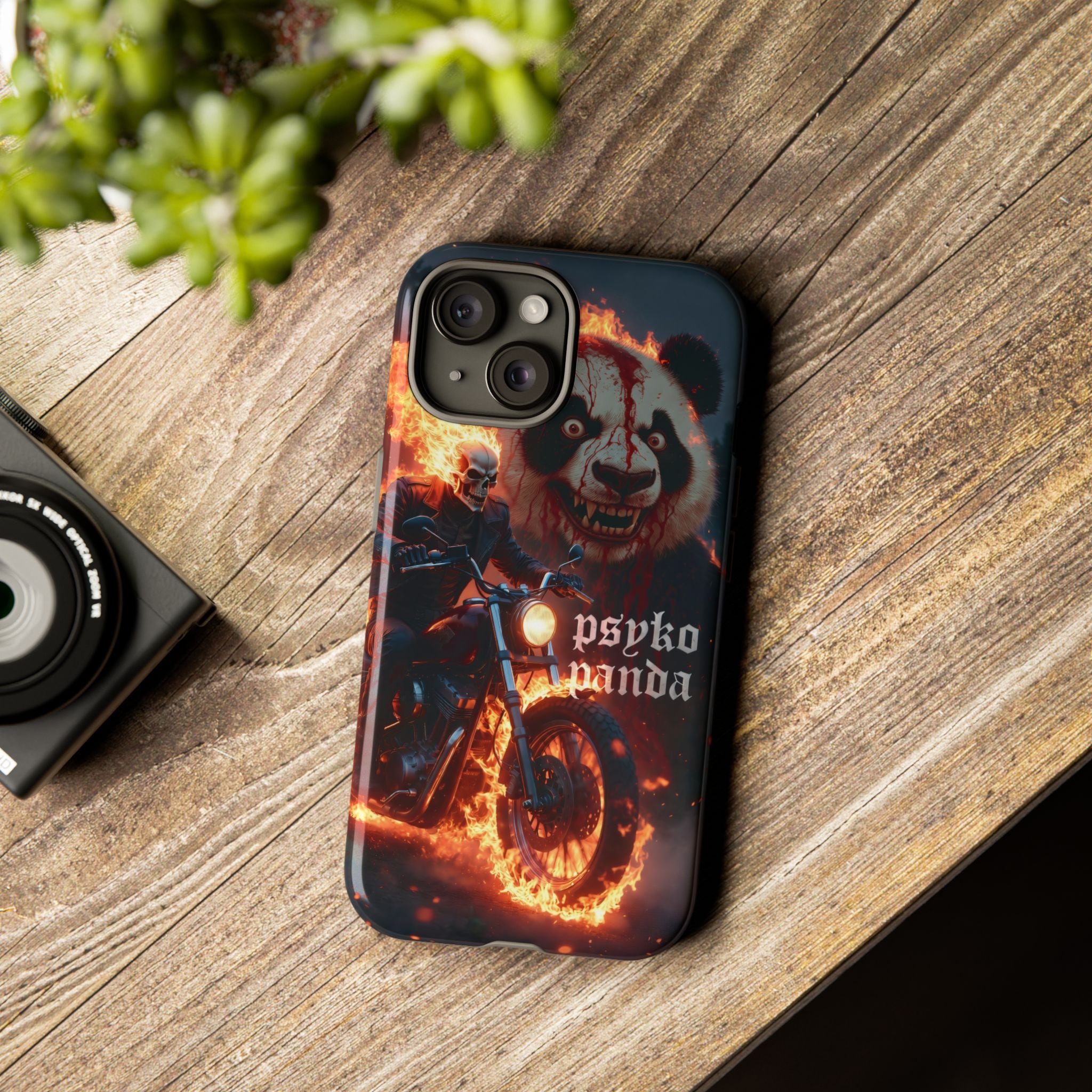 Psyko Panda Flaming Motorcycle Phone Case