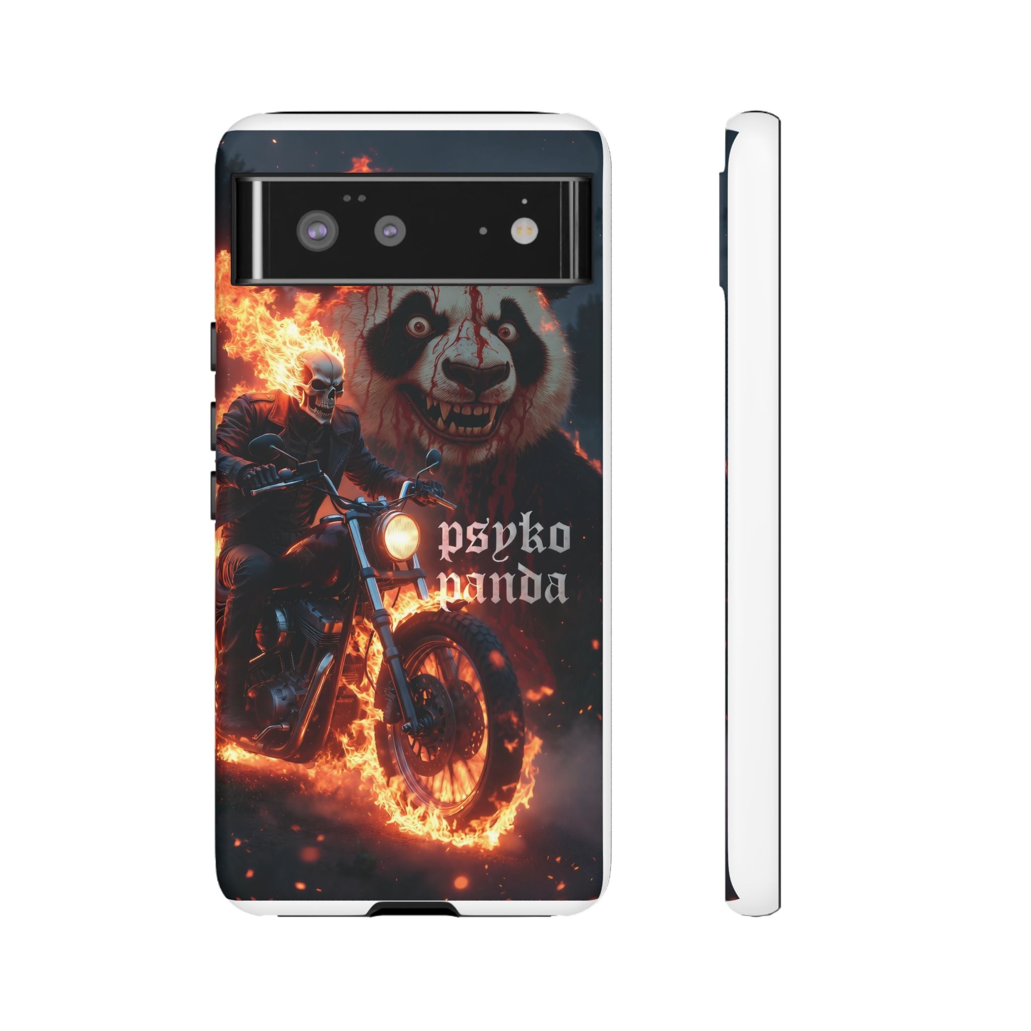 Psyko Panda Flaming Motorcycle Phone Case