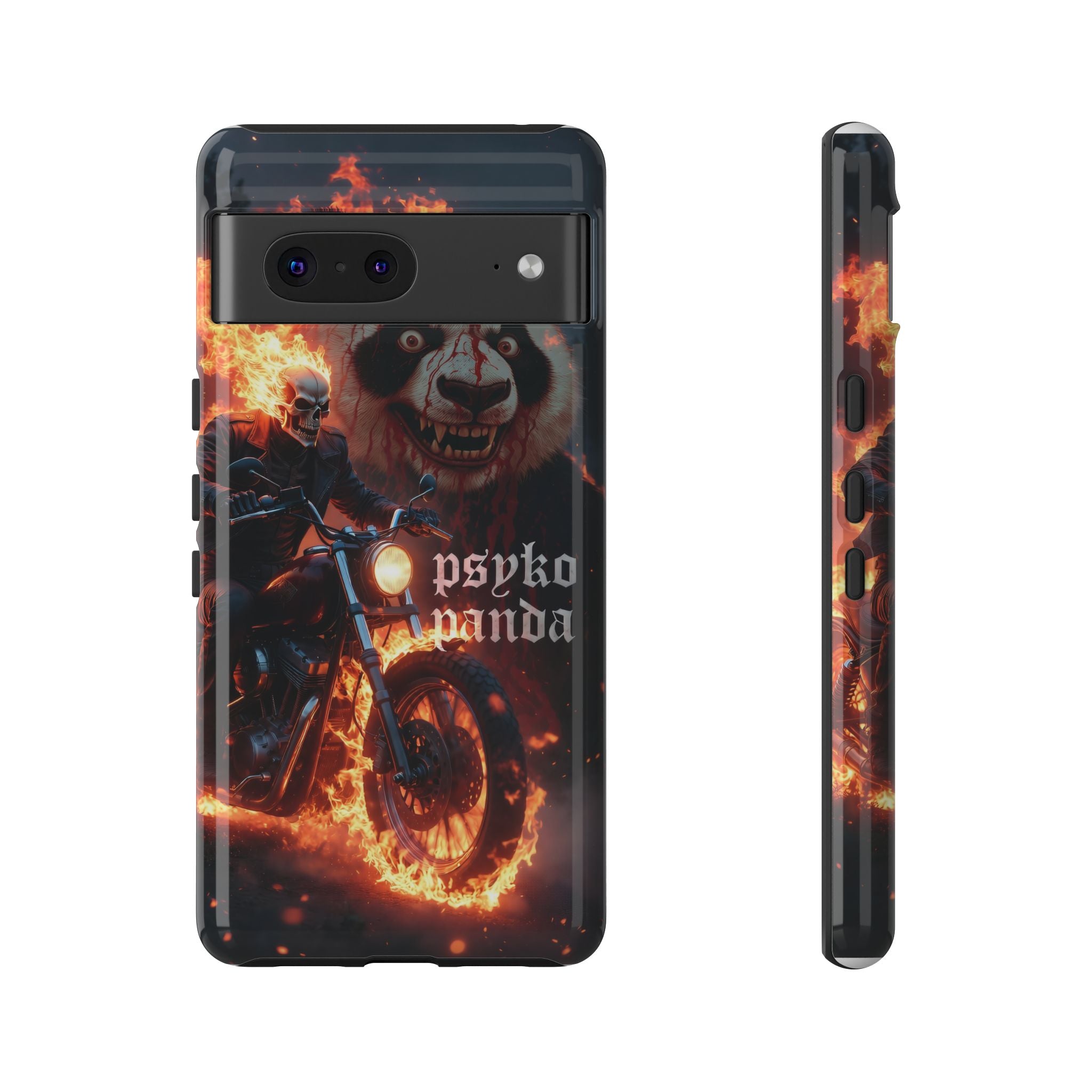 Psyko Panda Flaming Motorcycle Phone Case