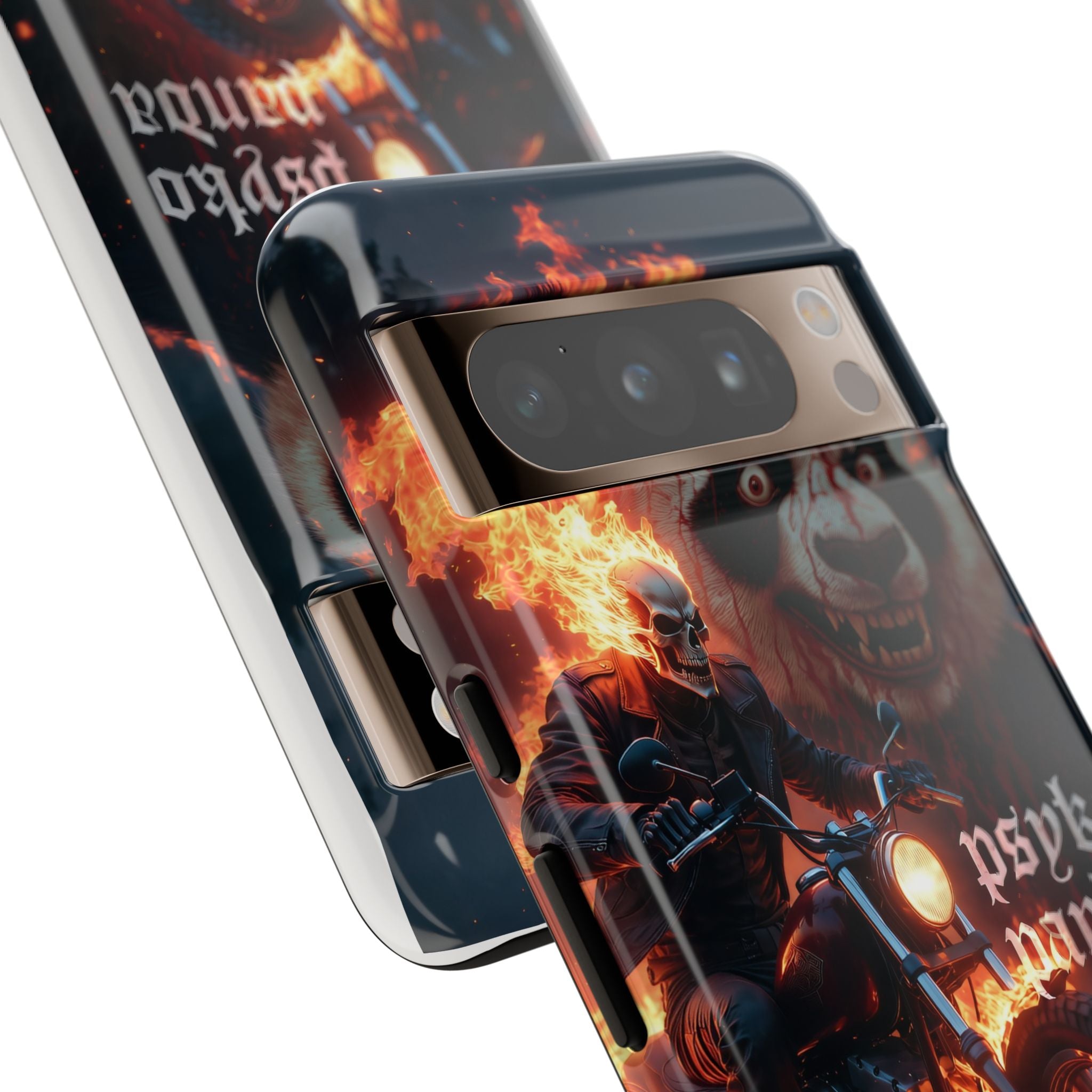 Psyko Panda Flaming Motorcycle Phone Case