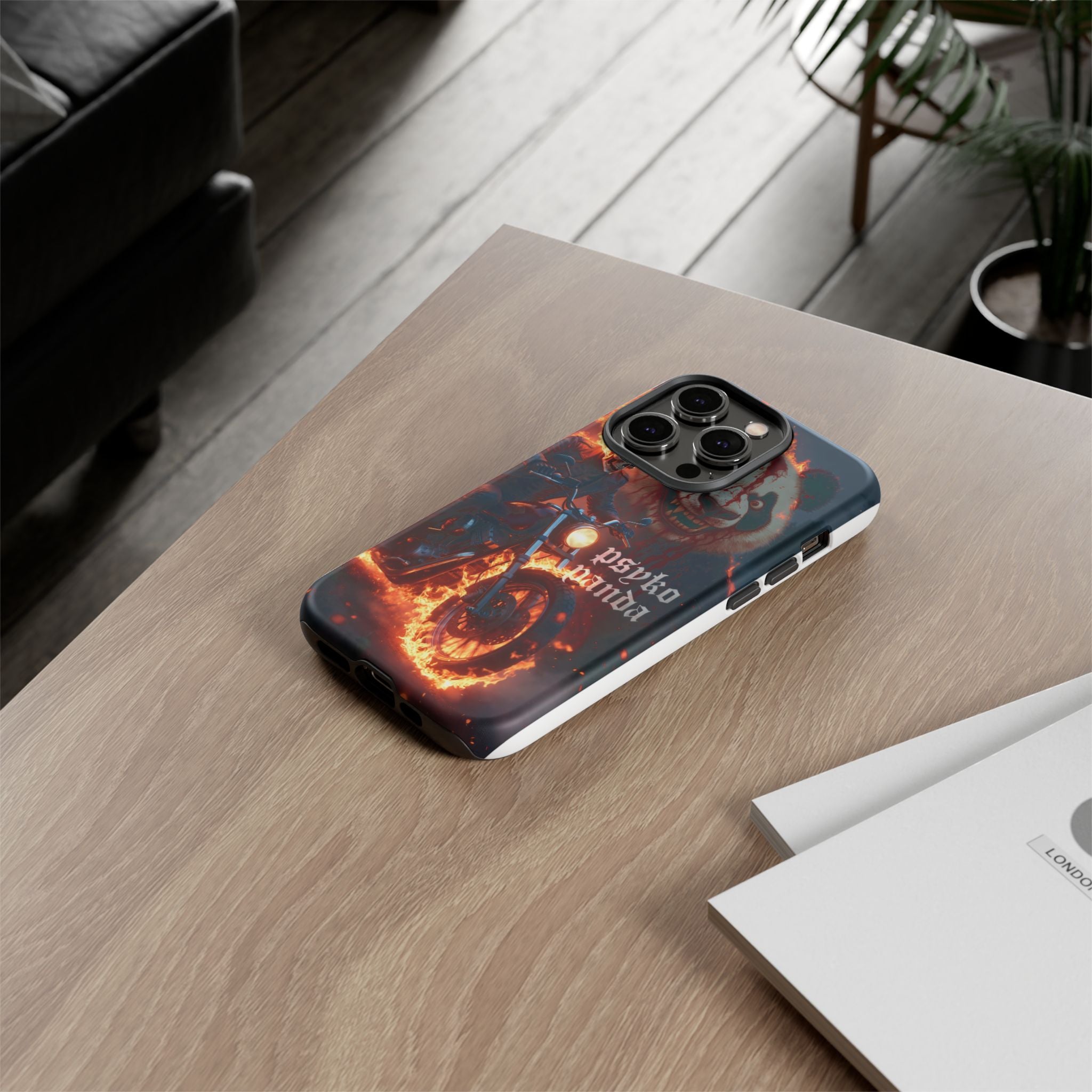 Psyko Panda Flaming Motorcycle Phone Case
