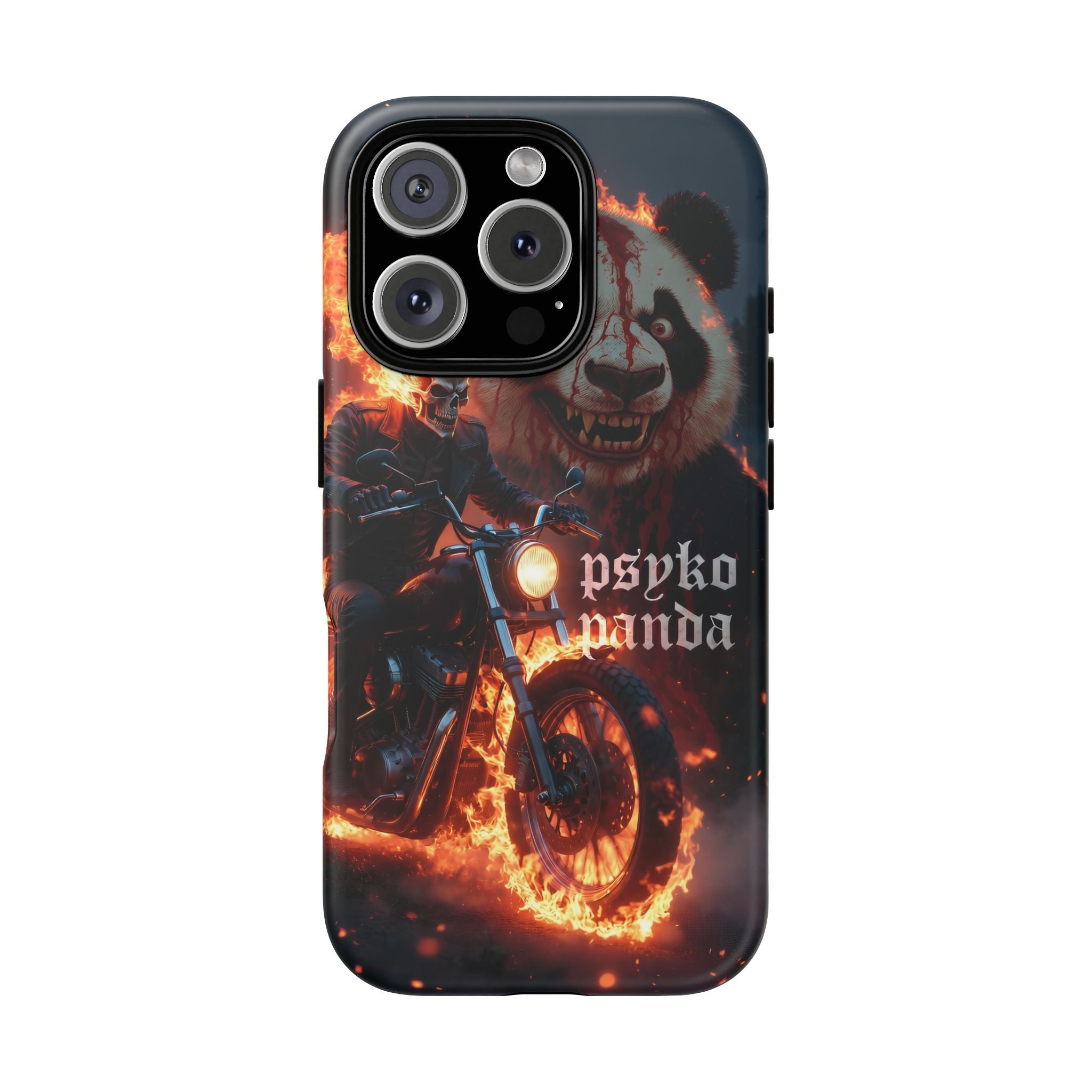 Psyko Panda Flaming Motorcycle Phone Case