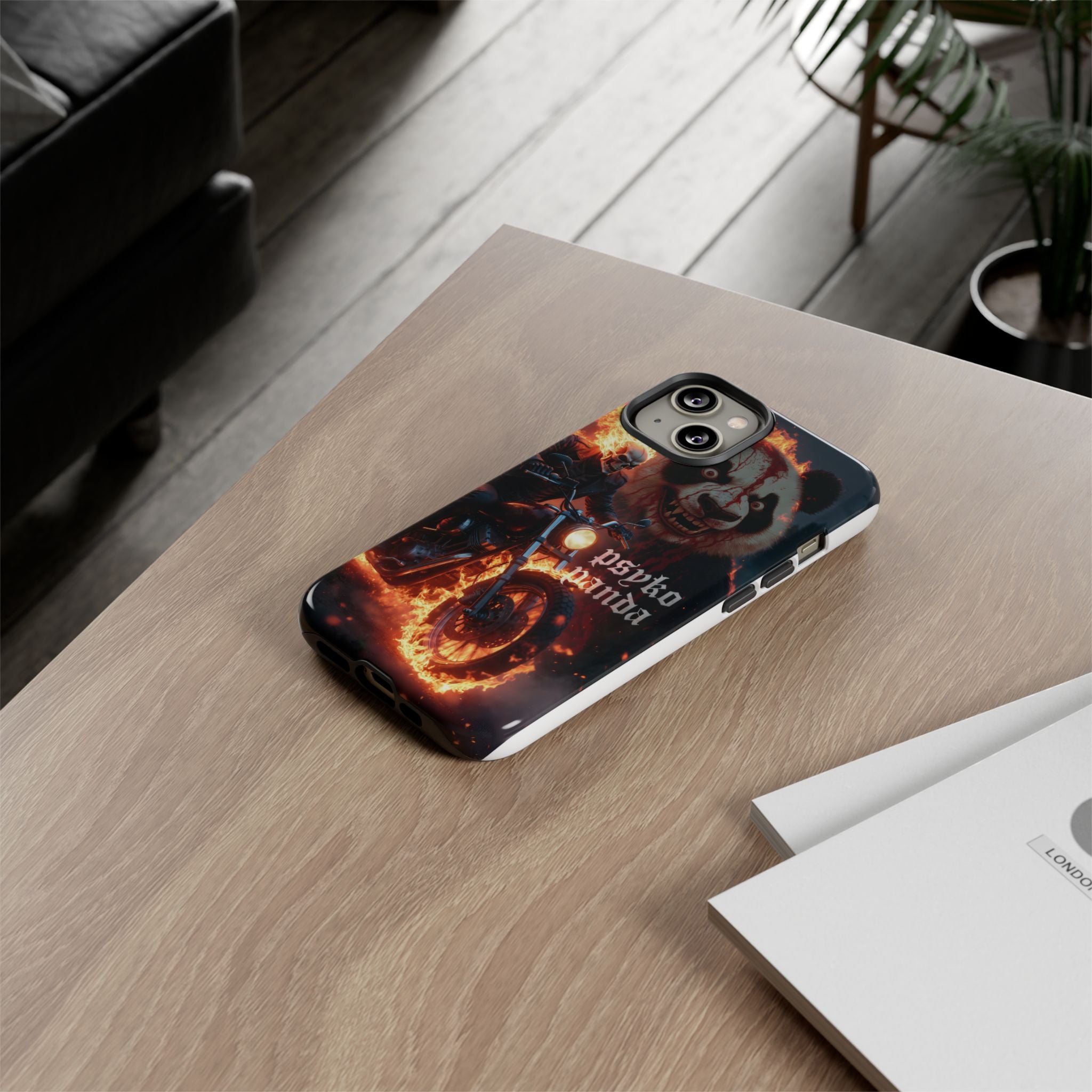 Psyko Panda Flaming Motorcycle Phone Case