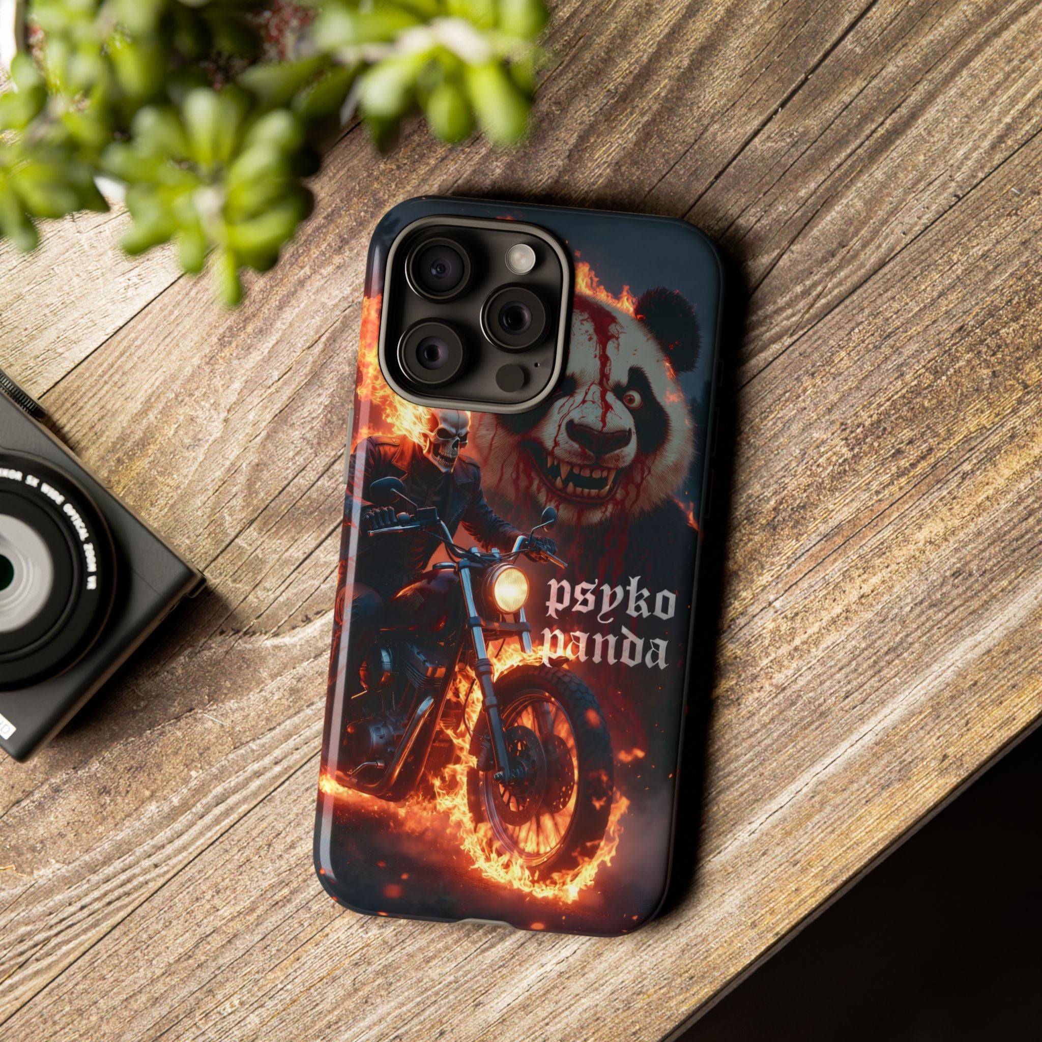 Psyko Panda Flaming Motorcycle Phone Case