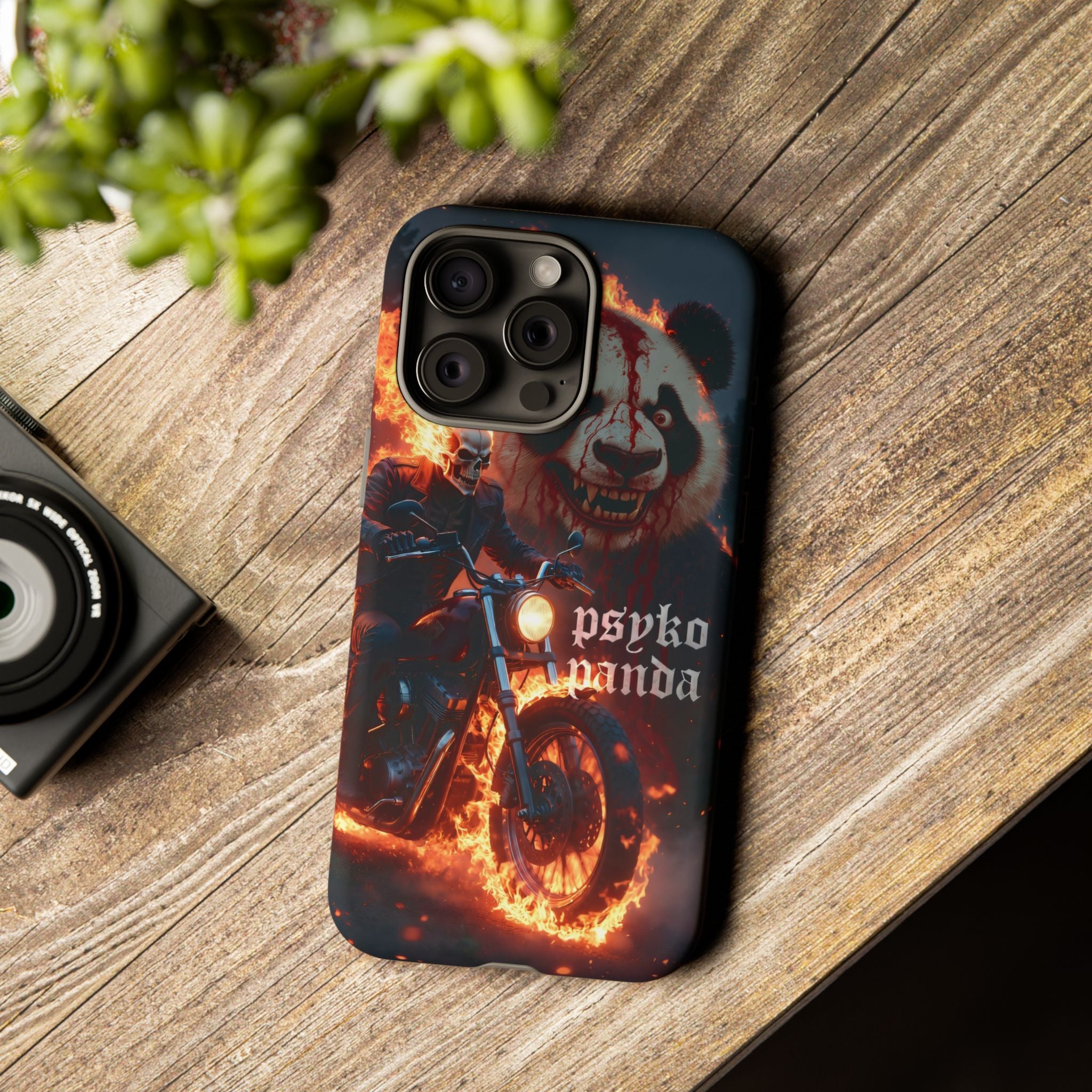 Psyko Panda Flaming Motorcycle Phone Case