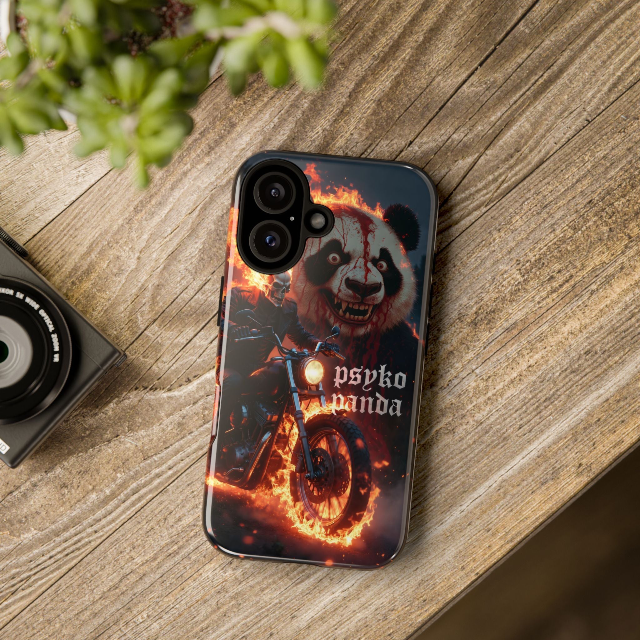Psyko Panda Flaming Motorcycle Phone Case