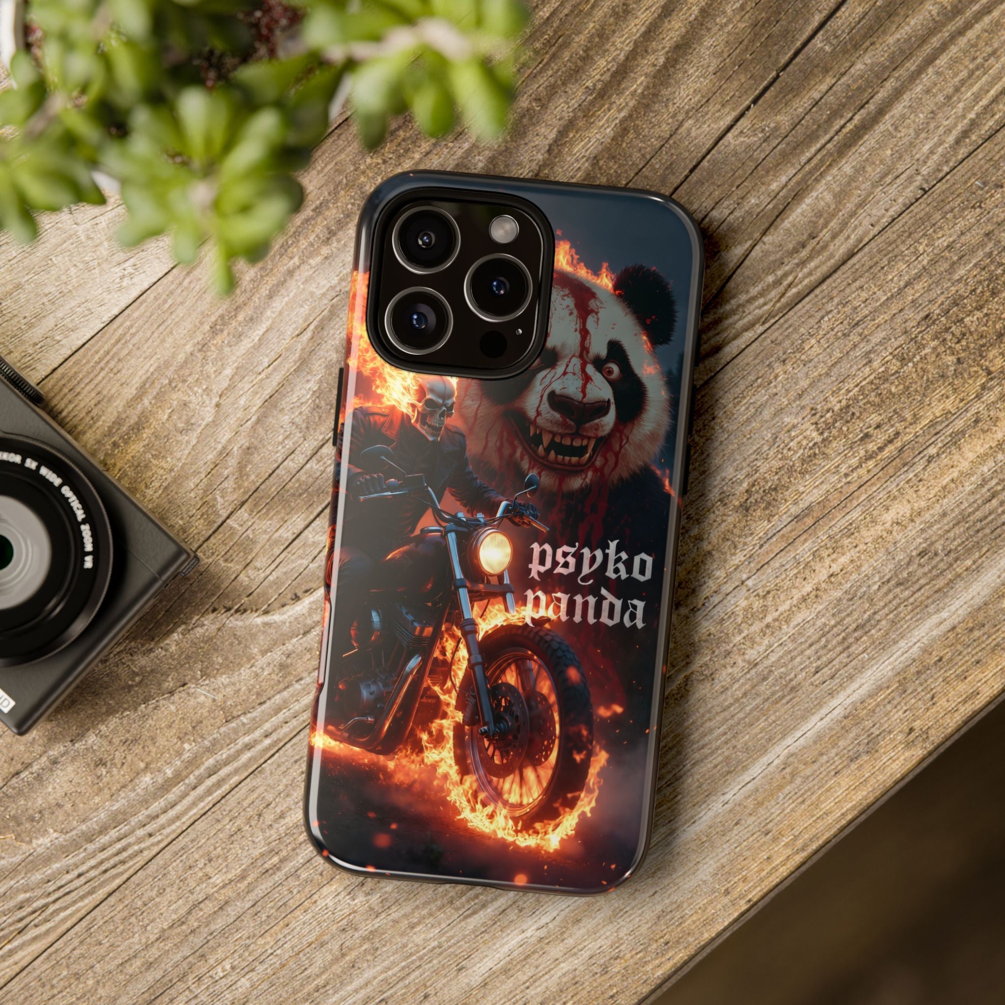 Psyko Panda Flaming Motorcycle Phone Case