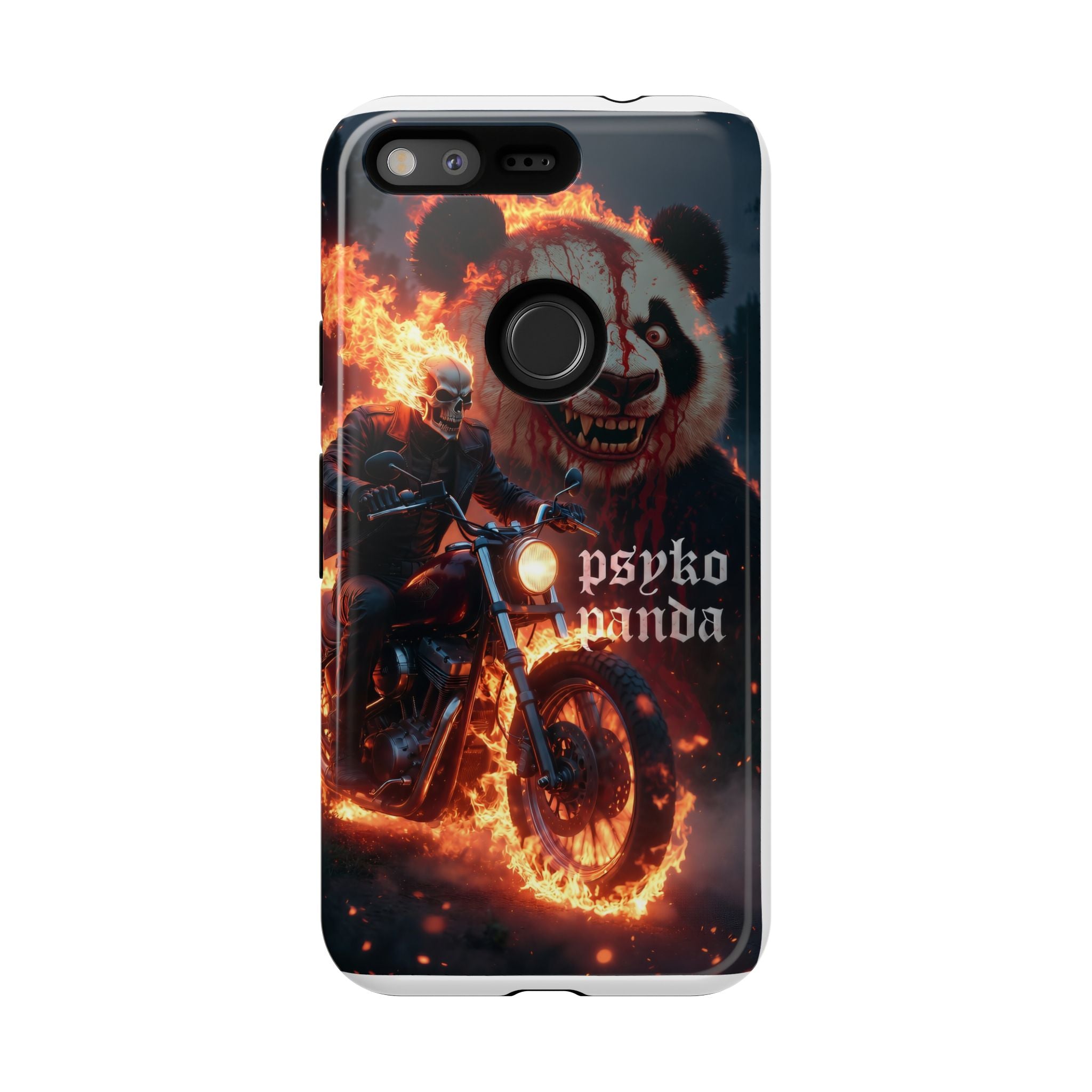 Psyko Panda Flaming Motorcycle Phone Case