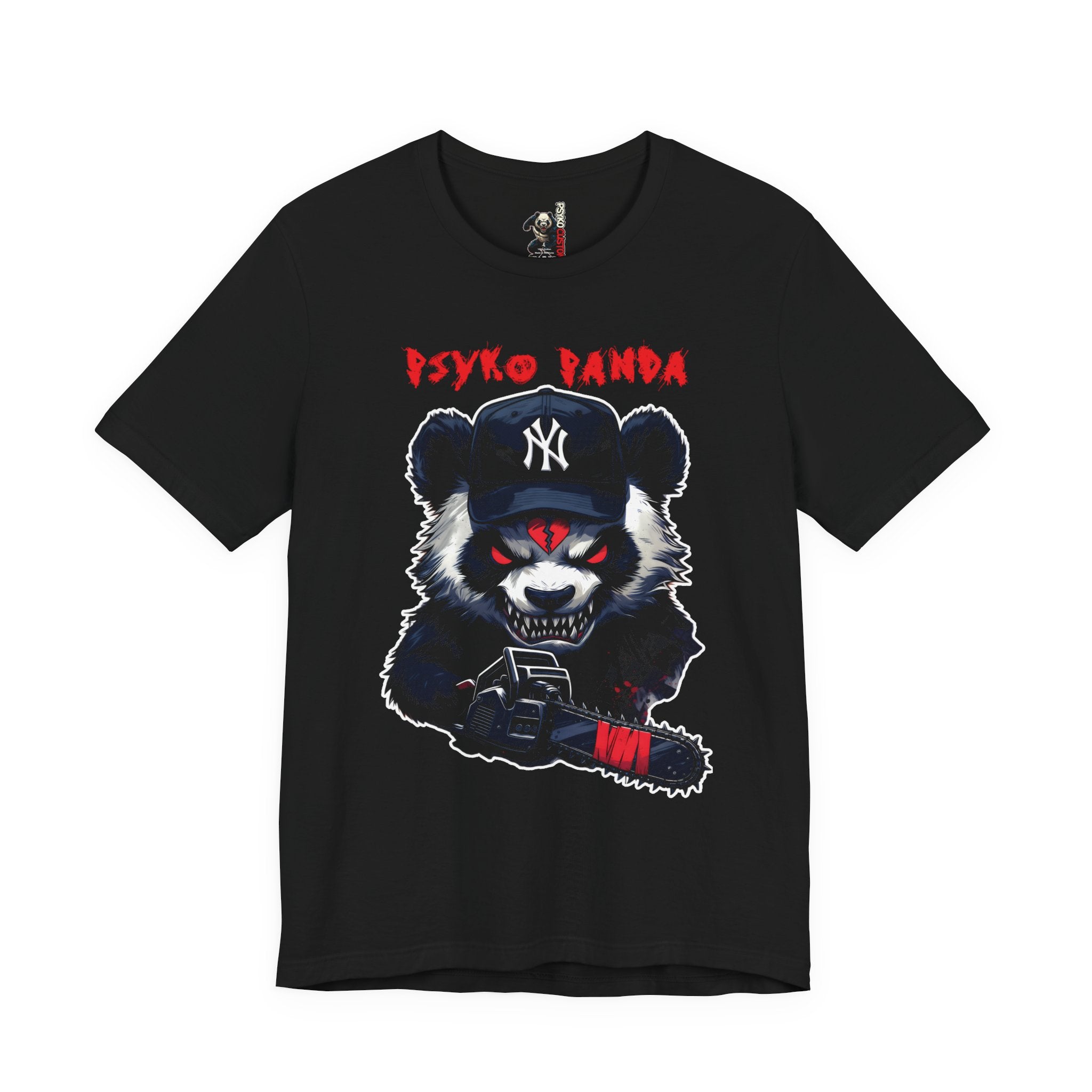 Psyko Panda Tee — Edgy Graphic Panda T-Shirt with Chainsaw
