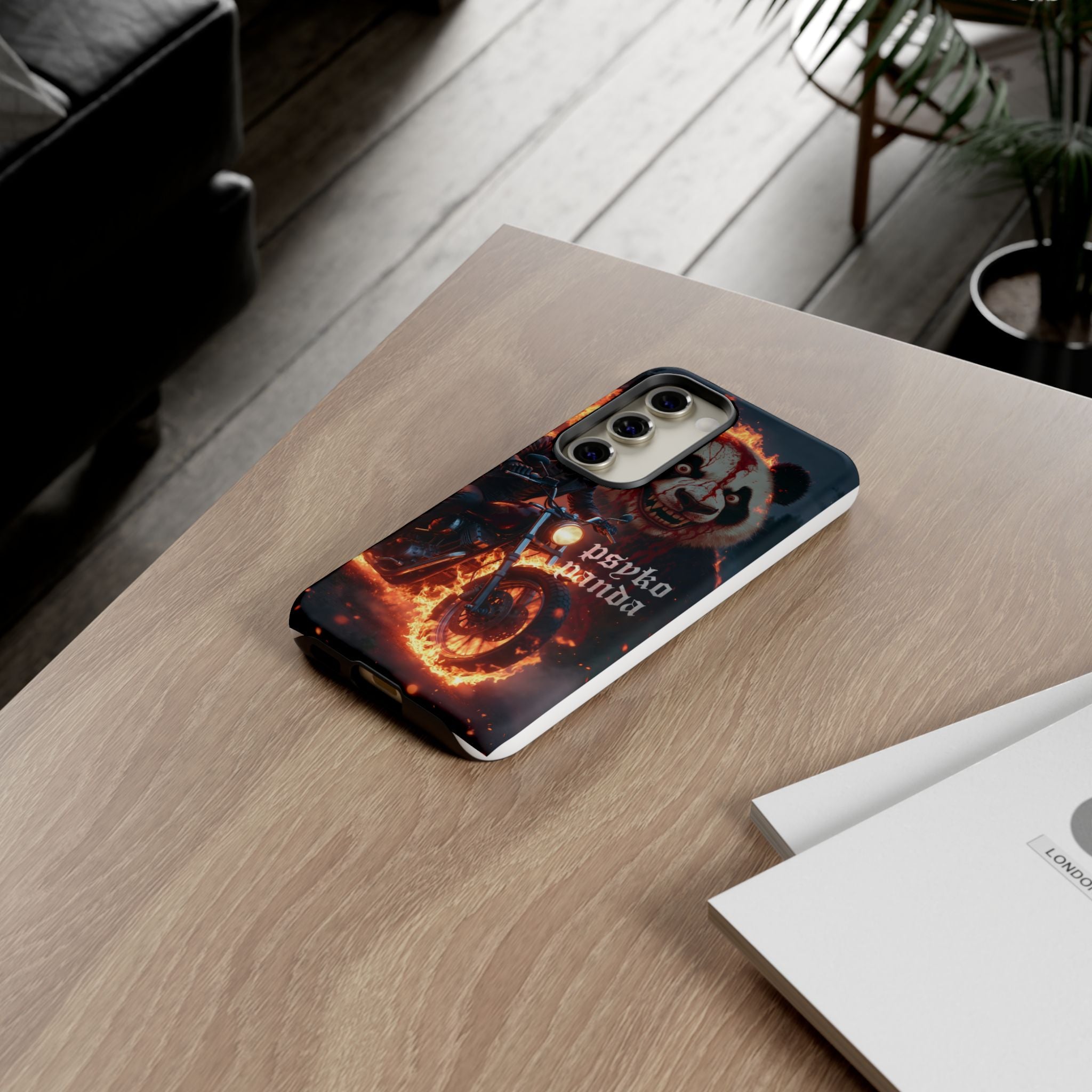 Psyko Panda Flaming Motorcycle Phone Case