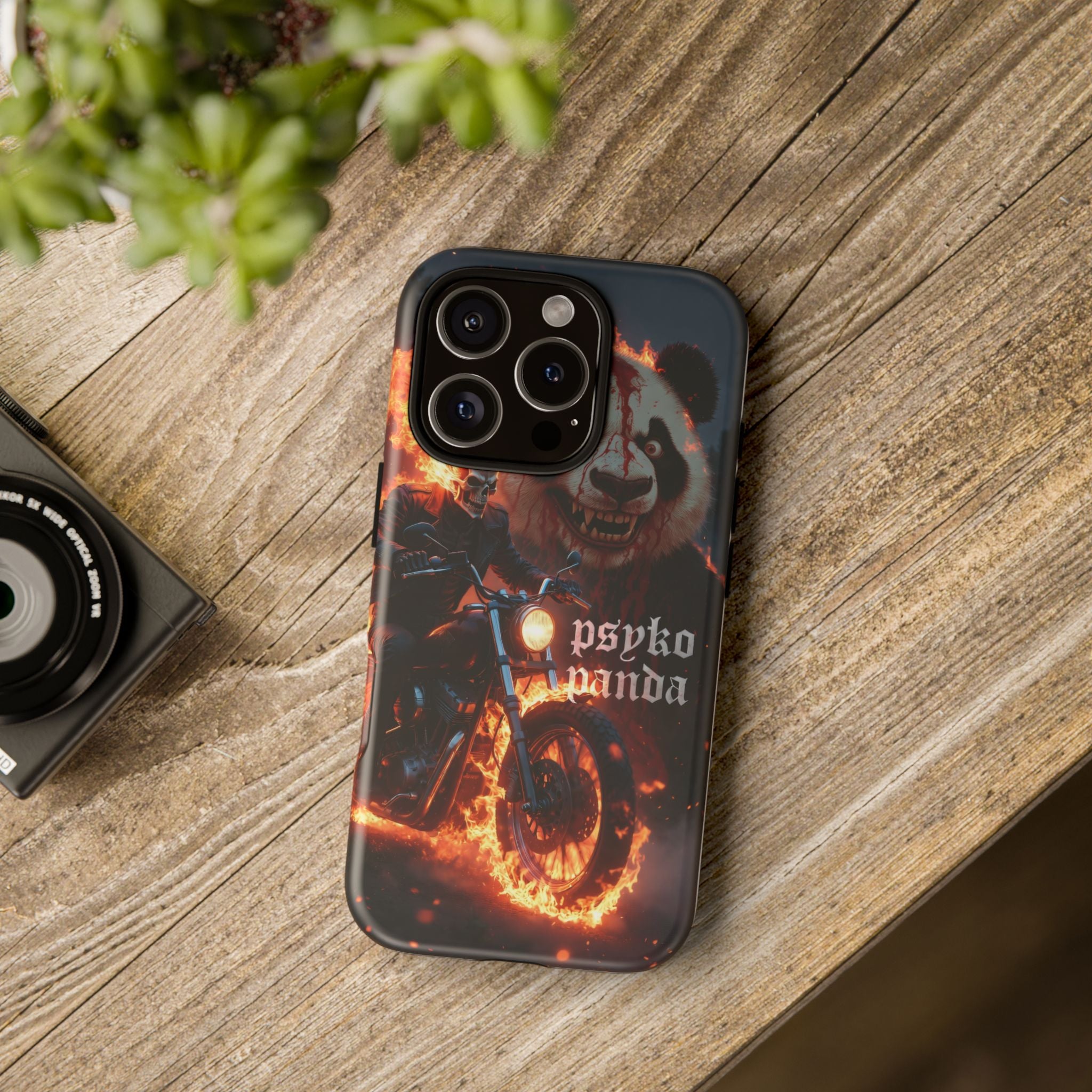 Psyko Panda Flaming Motorcycle Phone Case