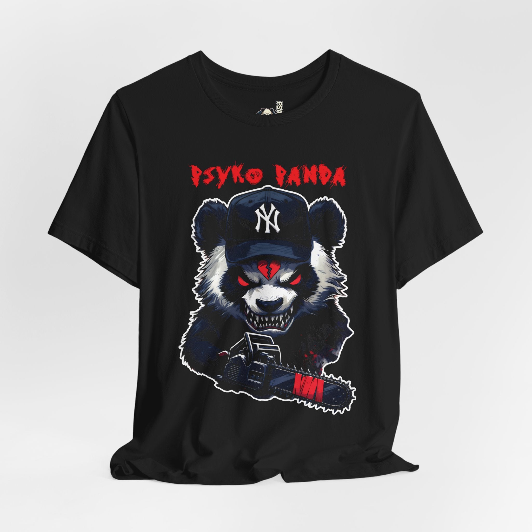 Psyko Panda Tee — Edgy Graphic Panda T-Shirt with Chainsaw