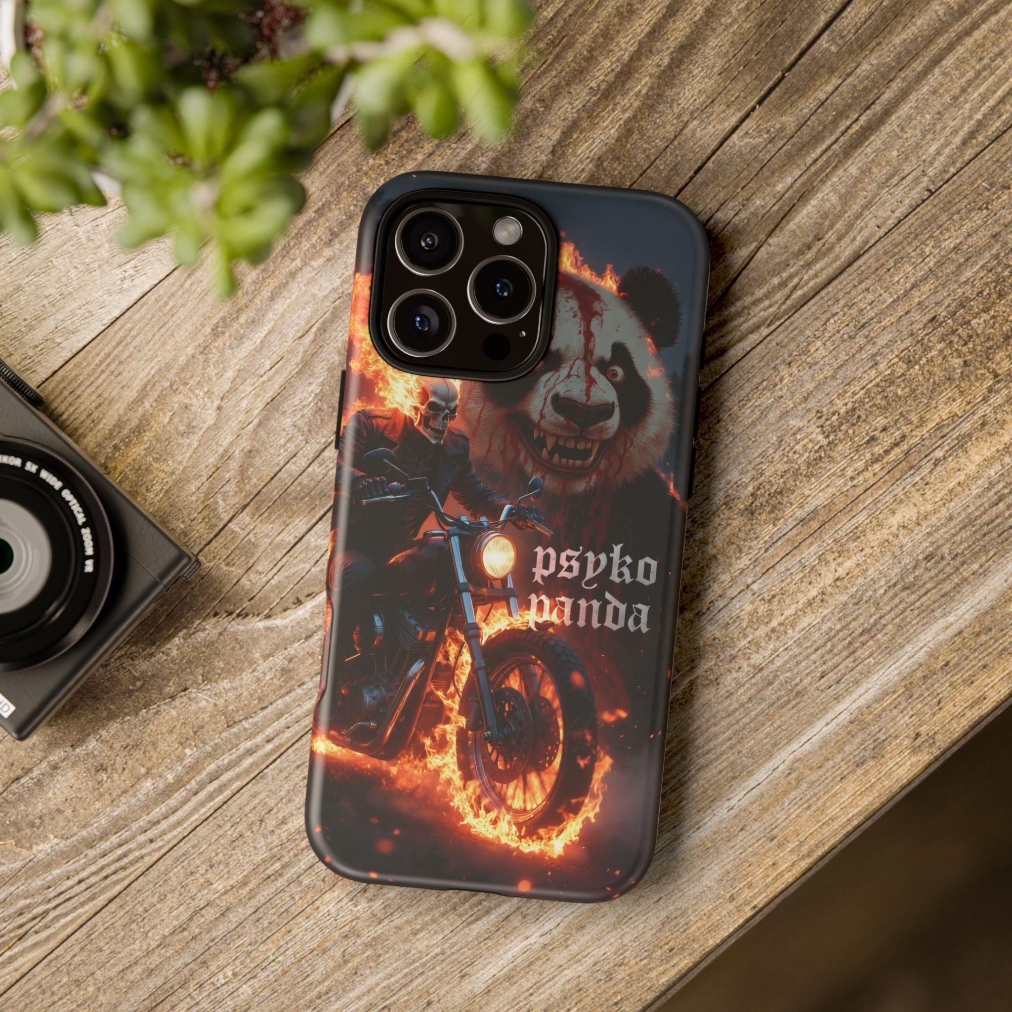 Psyko Panda Flaming Motorcycle Phone Case